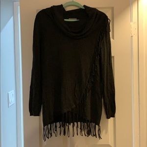 NWT CHARCOAL FRINGE SWEATER